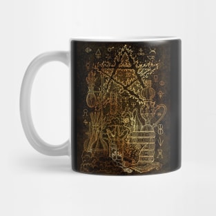 Potions and Pentagram (version 3). Mystic and occult design. Mug